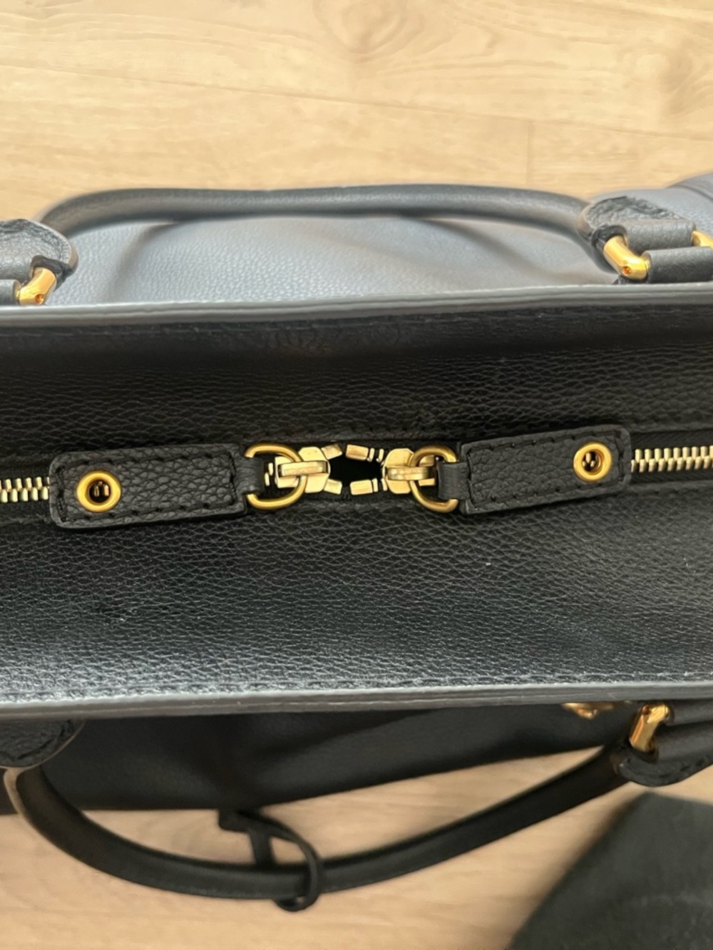 Alexander McQueen Black Leather Top-Handle Satchel with Gold Skull Accent - Picture 3 of 8